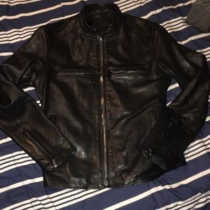 Black leather coach jacket